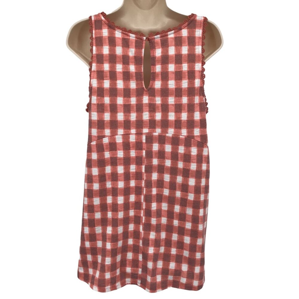 Lauren Conrad Womens Burnt Orange Checkered Sleeveless High Low Hem Tunic Size L - Picture 4 of 8